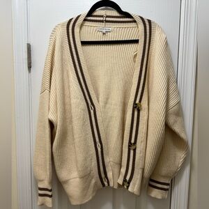 Cream and brown cozy cardigan